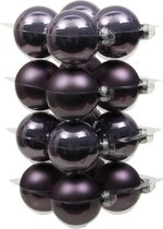 Othmara Kerstballen - 16 stuks - glas - lila paars - 8 cm