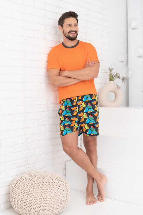 Italian Fashion Komiks heren pyjama- oranje XL