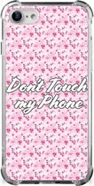 Leuk TPU Backcase iPhone SE 2022/2020 | iPhone 8/7 Smartphone hoesje met doorzichtige rand Flowers Pink Don't Touch My Phone