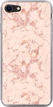Geschikt voor iPhone SE 2020 hoesje - Marmer print - Rose goud - Patronen - Chic - Siliconen Telefoonhoesje