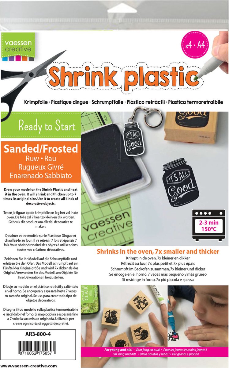 Vaessen Creative Krimpfolie A4 Sanded/Frosted 4stuks