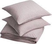 Yumeko dekbedovertrek gewassen linnen roze stripe 240x220 + 2/60x70 - Biologisch & ecologisch