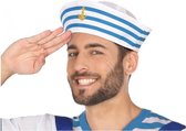 Wit/blauw matrozen verkleed hoedje voor volwassenen