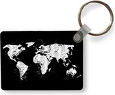 Sleutelhanger - Wereldkaart - Marmer - Zwart - Wit - Uitdeelcadeautjes - Plastic