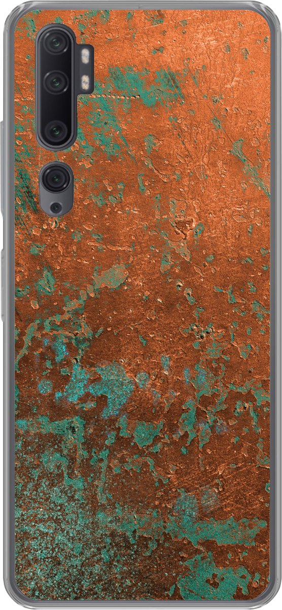 Telefoonhoesje Geschikt voor Xiaomi Mi Note 10 hoesje - Groen - Brons - Roest print - Siliconen Telefoonhoesje Telefoonhoesje
