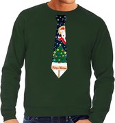 Foute kersttrui / sweater met stropdas van kerst print groen voor heren M