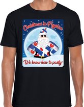 Fout Friesland Kerst t-shirt / shirt - Christmas in Fryslan we know how to party - zwart voor heren - kerstkleding / kerst outfit XL