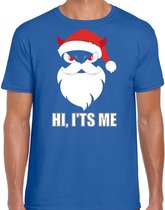 Devil Santa Kerstshirt / Kerst t-shirt hi its me blauw voor heren - Kerstkleding / Christmas outfit M