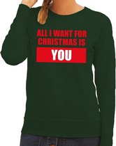 Foute kersttrui / sweater All I Want For Christmas Is You groen voor dames - Kersttruien XS