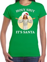 Holy shit its Santa fout Kerstshirt / Kerst t-shirt groen voor dames - Kerstkleding / Christmas outfit L