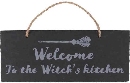 Something Different Decoratief bord Witch's Kitchen Engraved Slate Sign Grijs