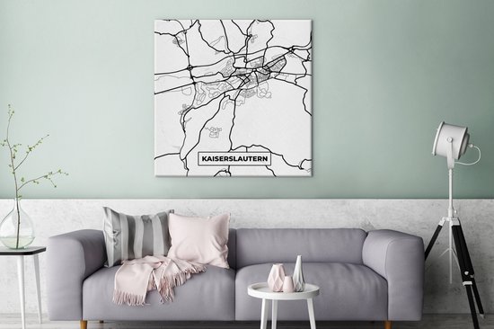 Carte de peinture sur toile - Kaiserslautern - Plan d'étage - Plan de la ville - 90x90 cm - Décoration murale