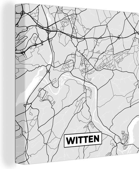 Peinture sur toile Witten - Carte - Plan de ville - Allemagne - Plan d'étage - 90x90 cm - Décoration murale