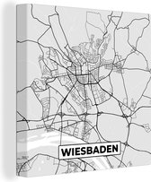 Canvas Schilderij Kaart - Stadskaart - Duitsland - Wiesbaden - Plattegrond - 90x90 cm - Wanddecoratie