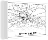 Canvas Schilderij Plattegrond - Dresden - Kaart - Stadskaart - 60x40 cm - Wanddecoratie