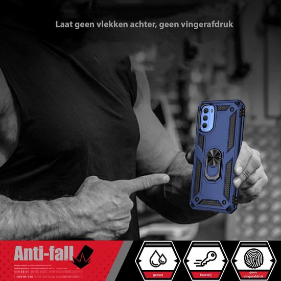 Coque Complète Avec Anneau Pour Motorola Moto E14 - Protection Antichoc, Béquille, 5 Couleurs - Neuf