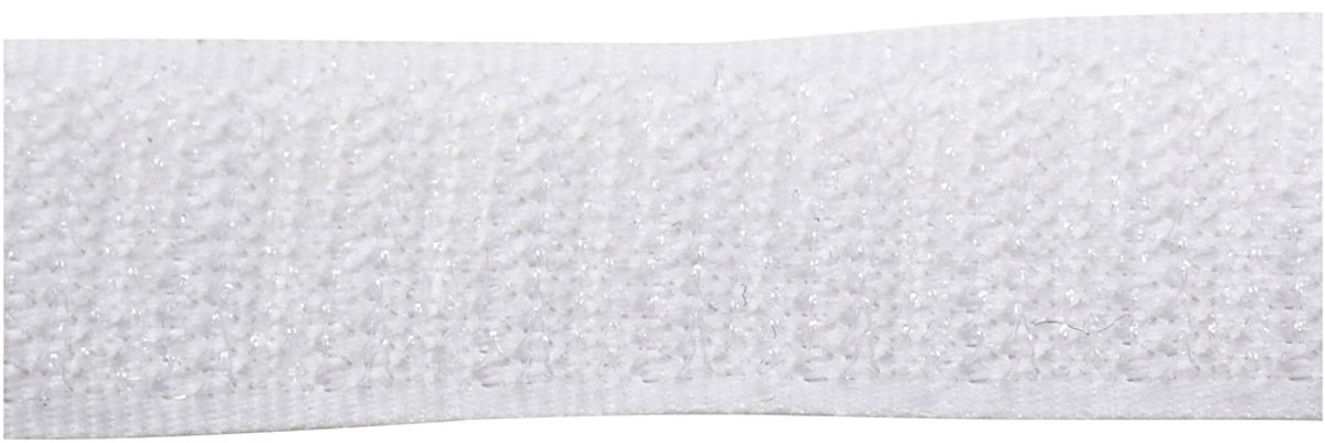 Creotime Klitteband haak en lussluiting, b: 20 mm, wit, 5 m