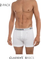 Claesen's Heren Lot de 2 boxers côtes - Blanc - Taille S