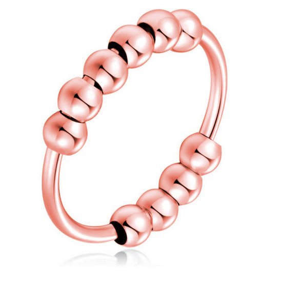 Anxiety Ring - Stress Ring - Fidget Ring - Anxiety Ring For Finger - Spinning Ring - Overprikkeld Brein - Spinner Ring - Rose goudkleurig RVS - (19.75mm / maat 62)