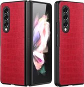 Lunso - Coque motif croco - Samsung Galaxy Z Fold3 - Rouge