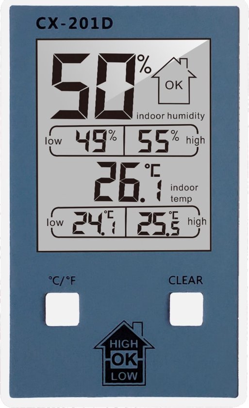 Alarm Thermometer Binnen Digitaal Hygrometer Luchtvochtigheidsmeter CX-201D