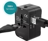 Voomy Reisstekker Wereld - 150+ Landen - 2 USB Poorten - Wereldstekker - Zwart