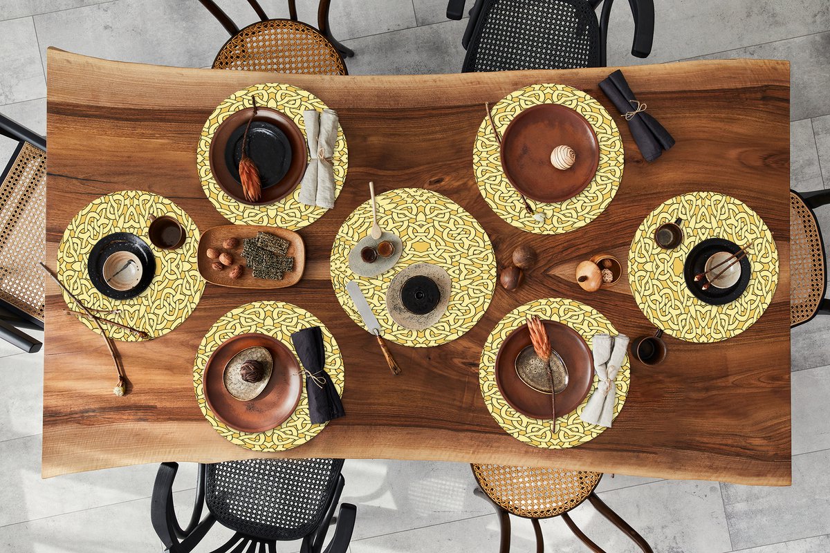 Ronde placemats - Onderlegger - Placemats rond - Antiek - Goud - Gothic - Patroon - 10 stuks