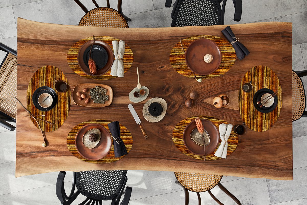Placemats ovaal - Onderleggers - Ovale placemats - Vintage - Hout - Patronen - Planken - 6 stuks