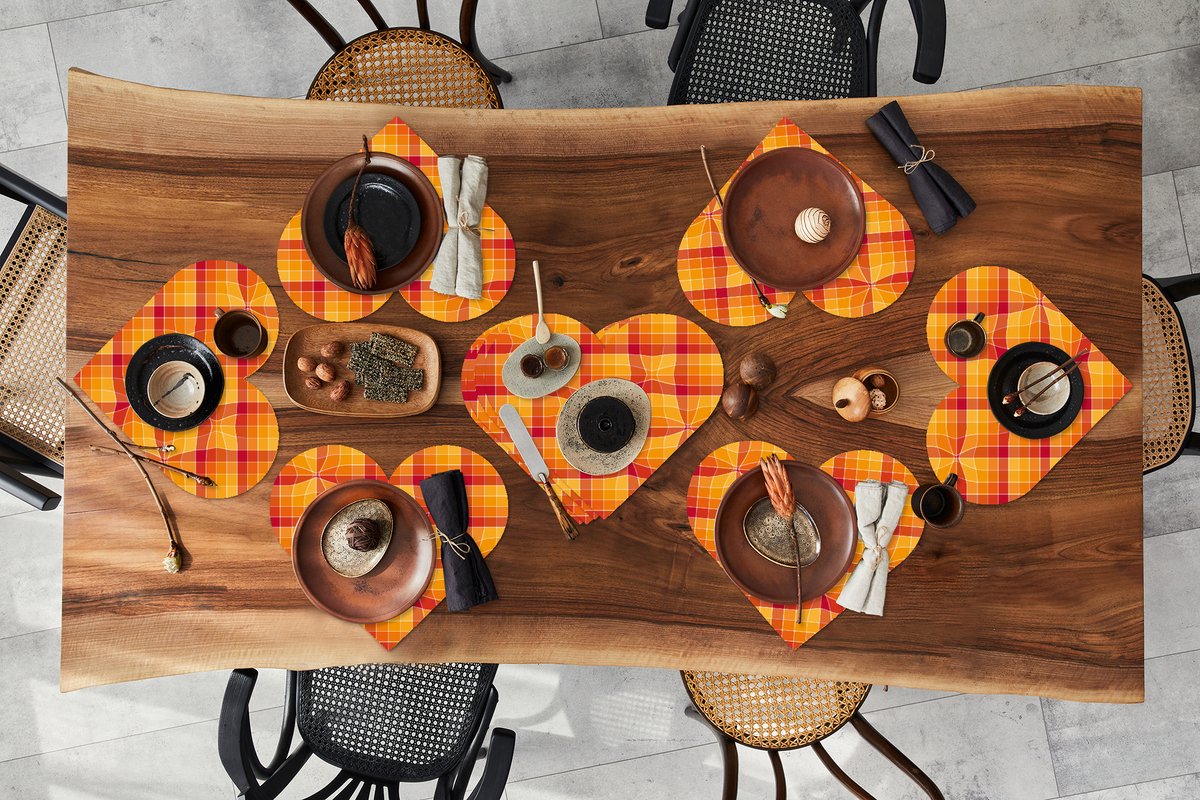Onderleggers - Placemats - Placemats hartje - Oranje - Patronen - Abstract - 10 stuks