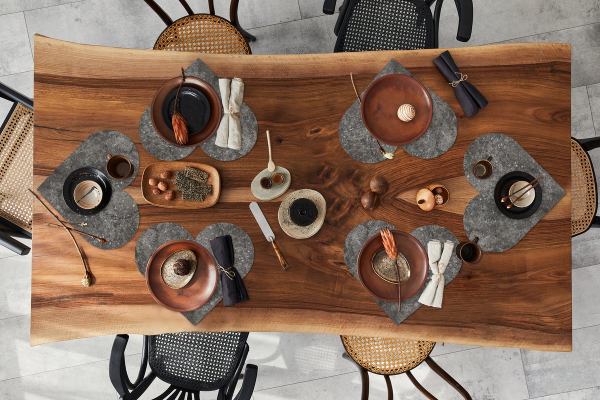 Onderleggers - Placemats - Placemats hartje - Beton print - Muur - Verkeer - 6 stuks