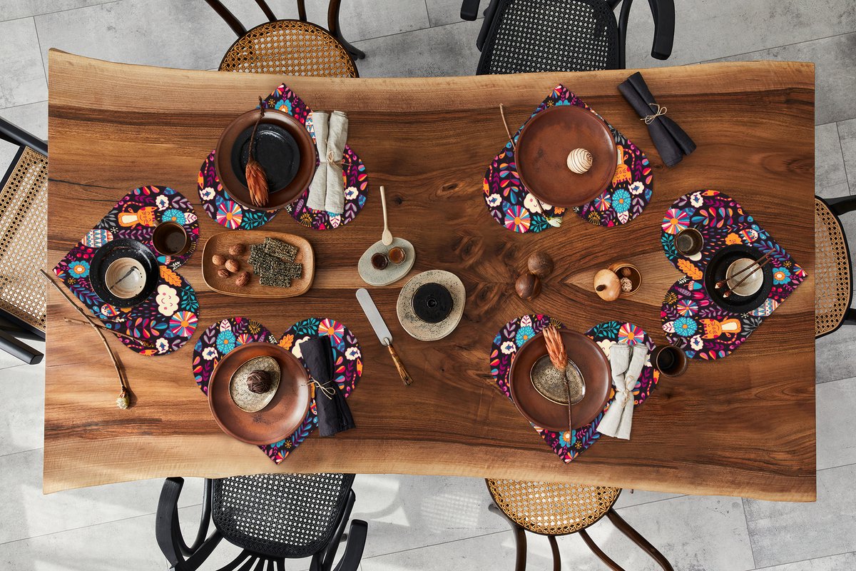 Onderleggers - Placemats - Placemats hartje - Patroon - Uil - Kat - Bloemen - 6 stuks