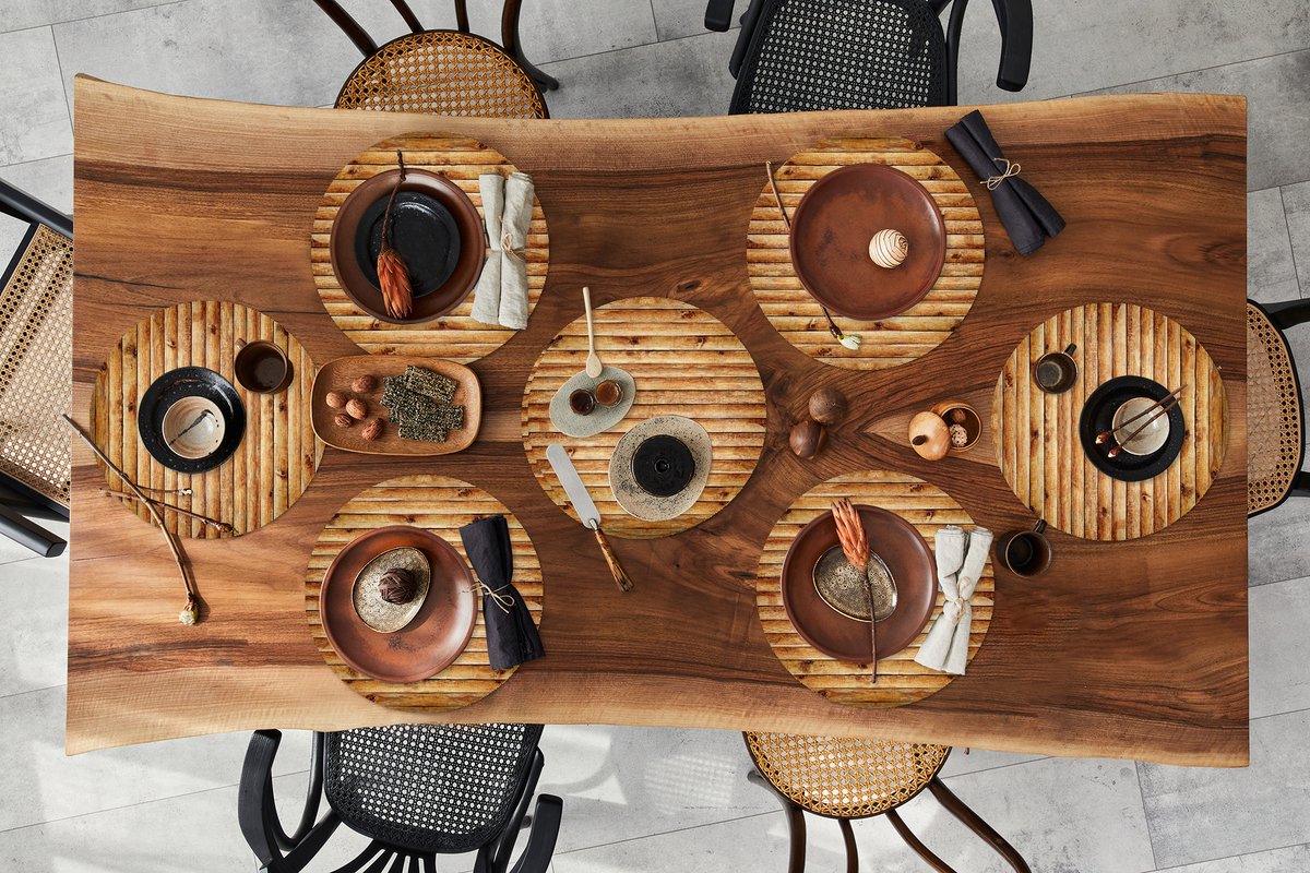 Ronde placemats - Onderlegger - Placemats rond - Planken - Hout - Vintage - 8 stuks