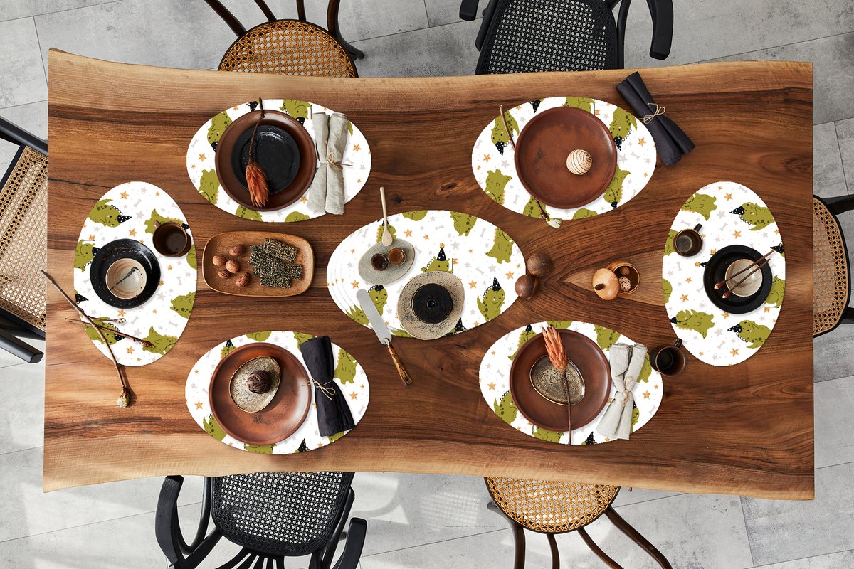 Placemats ovaal - Onderleggers - Ovale placemats - Design - Jongens - Draak - Kinderen - 10 stuks