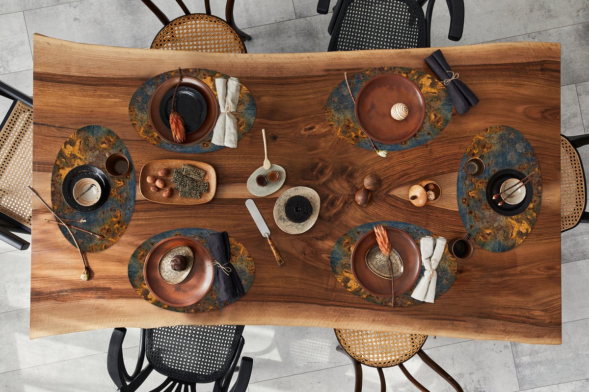 Placemats ovaal - Onderleggers - Ovale placemats - Goud - Roest print - Staal - 6 stuks