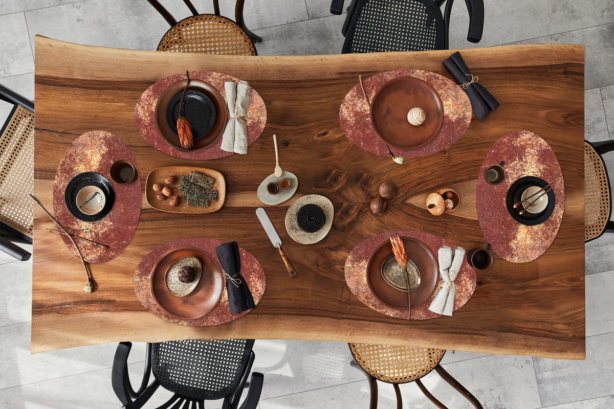 Placemats ovaal - Onderleggers - Ovale placemats - Roest print - Rood - Abstract - 6 stuks
