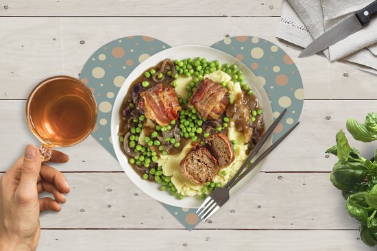 Sous-verres - Napperons - Napperons coeur - Pois - Motif - Grijs - 8 pièces