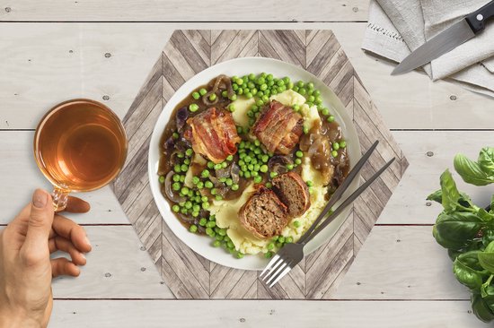 Napperons hexagon - Sets de table - Set de table hexagone - Etagère - Motifs - Brocante - 8 pièces