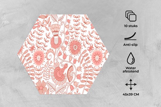 Napperons de table hexagon - Sets de table Sets de table - Set de table hexagone - Fleurs - Motifs - Pastel - 10 pièces