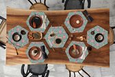 Placemats hexagon - Onderleggers placemats - Placemat zeshoek - Patronen - Tribal - Retro - 8 stuks