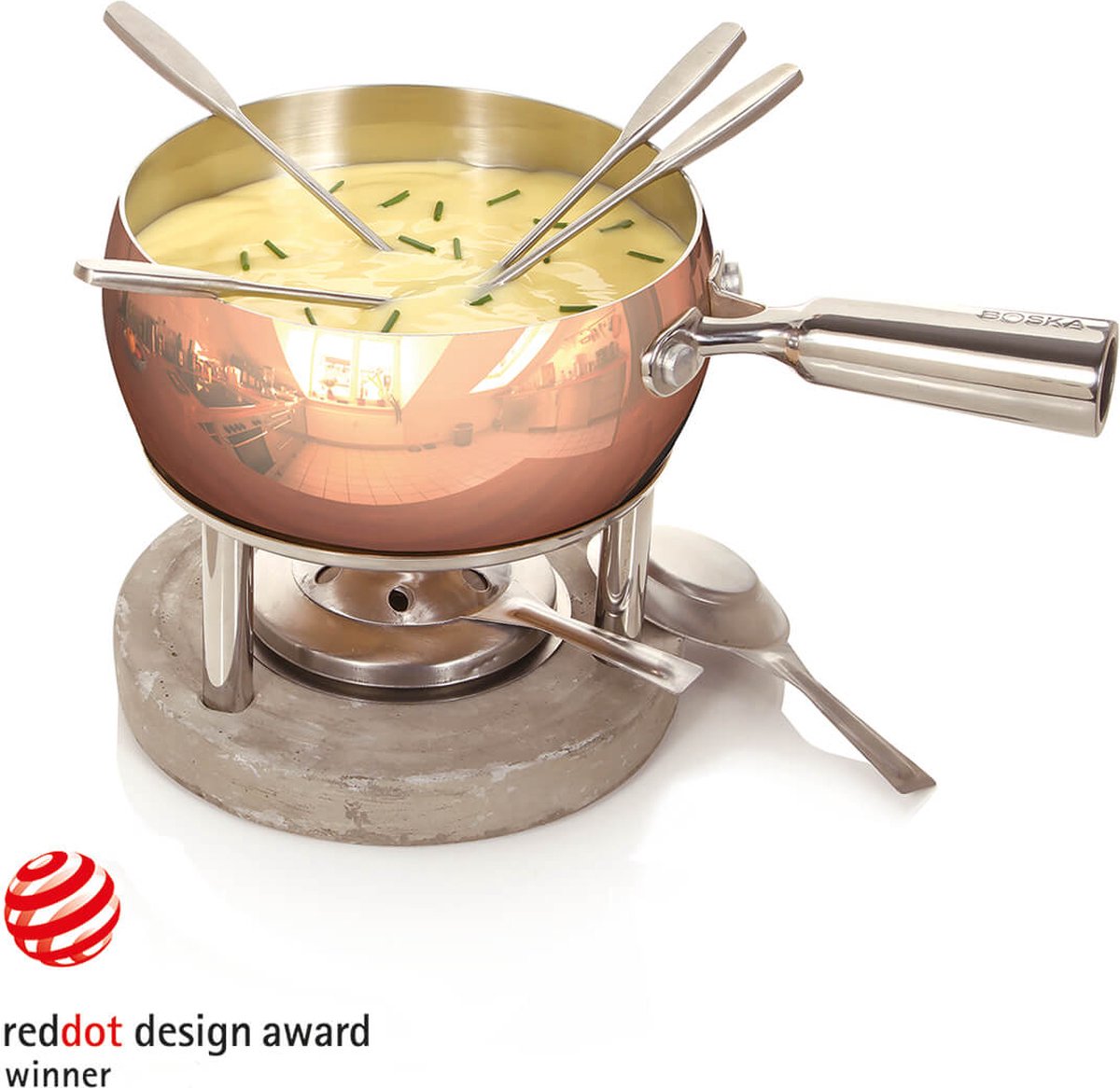 Bol.com Boska Fondueset Koper - Kaas fondue - voor 1300 gram Kaas - 1,7 L aanbieding
