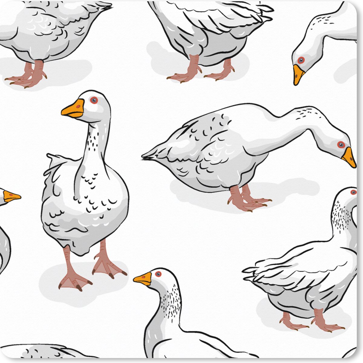 Muismat XXL 50x50 cm - Bureau onderlegger - Bureau mat Patroon - Vogel - Gans - Bureaumat - Gaming mousepad xl - Bureaulegger groot - Computer deskmat