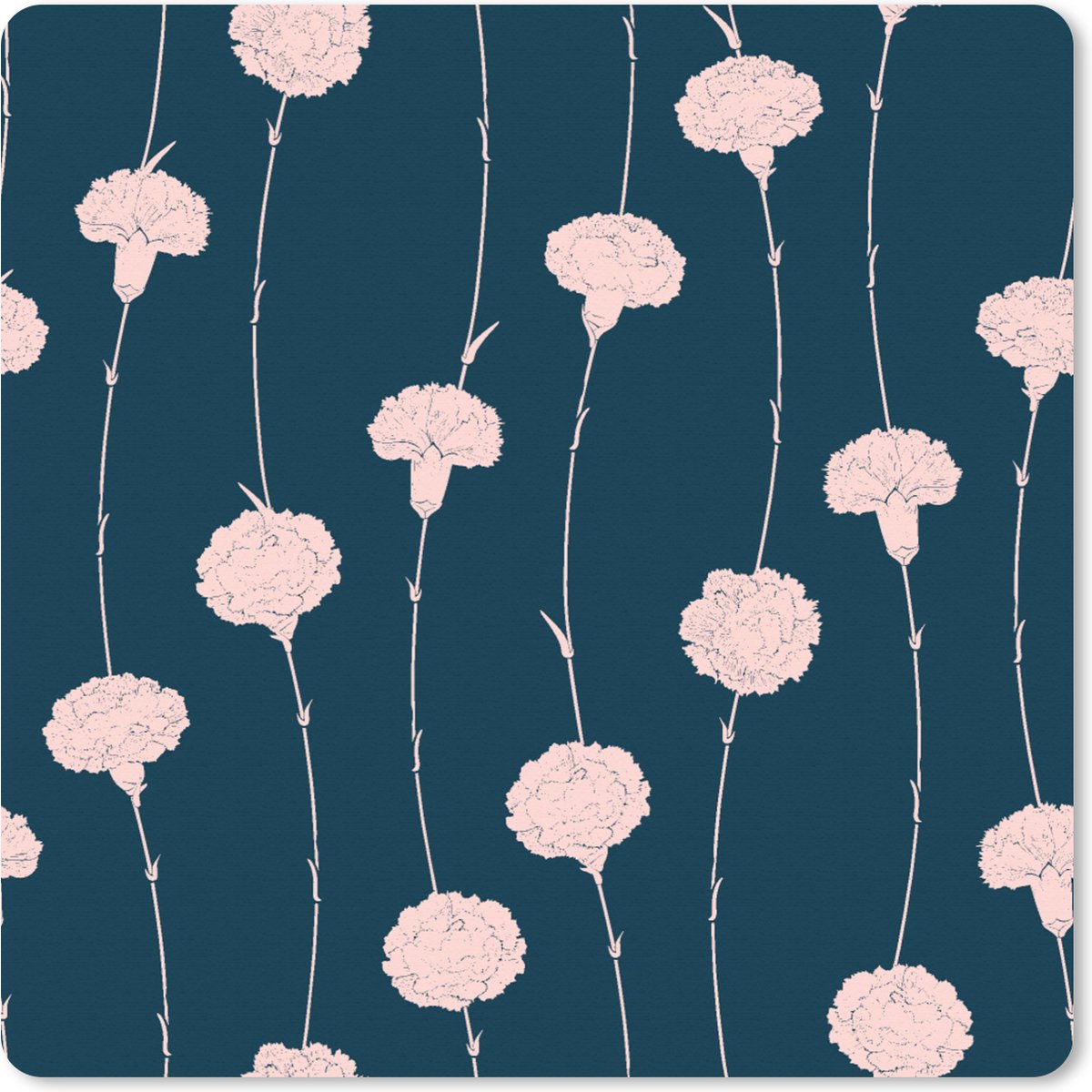 Muismat XXL 60x60 cm - Bureau onderlegger - Bureau mat Bloemen - Pioenroos - Patronen - Pastel - Bureaumat - Gaming mousepad xl - Bureaulegger groot - Computer deskmat