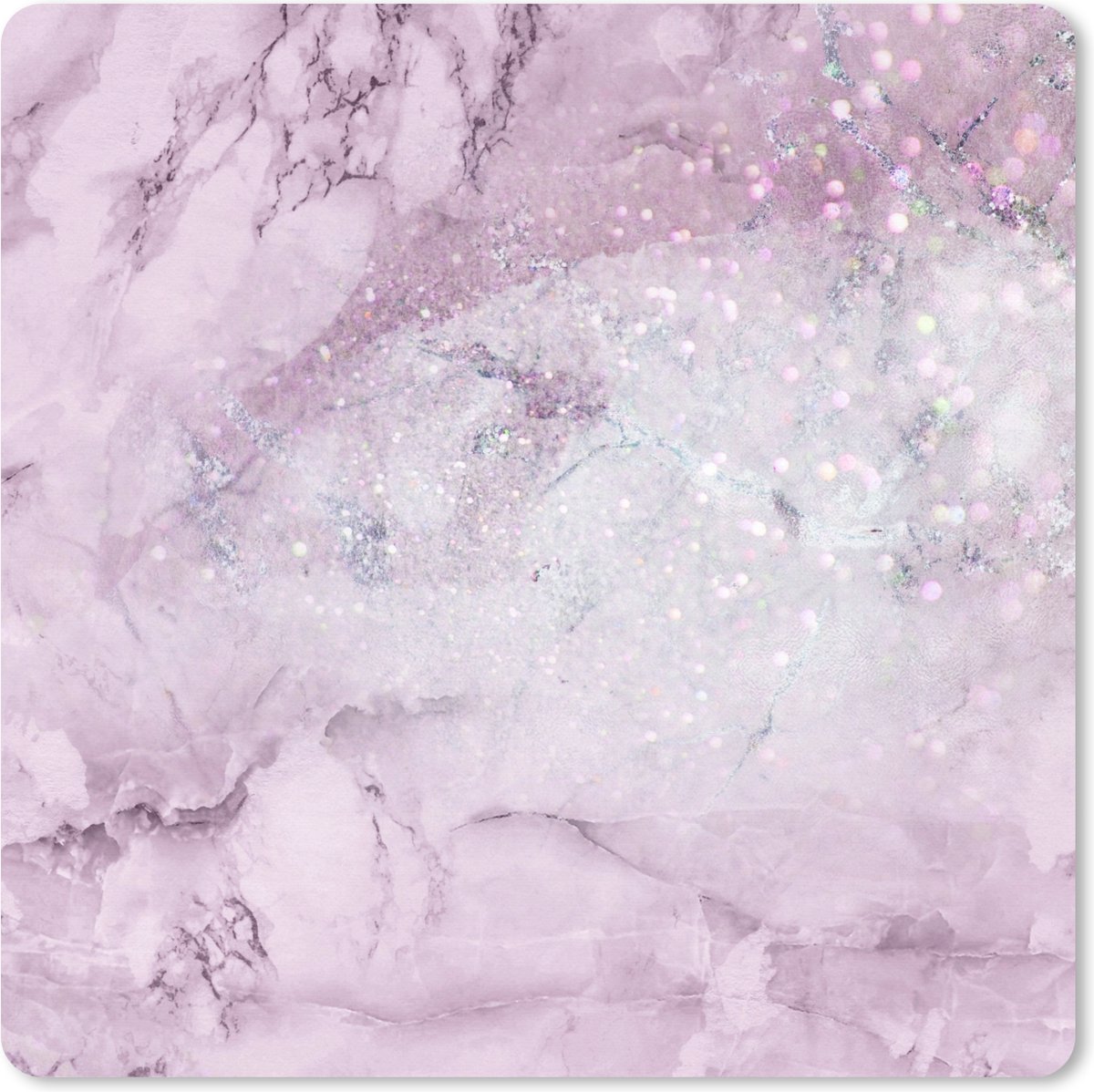 Muismat XXL 50x50 cm - Bureau onderlegger - Bureau mat Marmer - Glitter - Roze - Bureaumat - Gaming mousepad xl - Bureaulegger groot - Computer deskmat