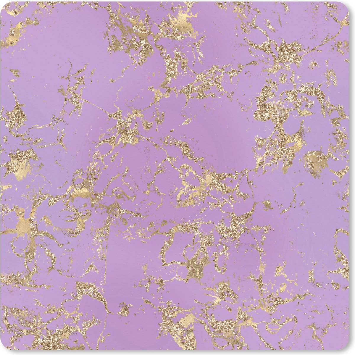 Muismat XXL 60x60 cm - Bureau onderlegger - Bureau mat Marmer - Paars - Goud - Bureaumat - Gaming mousepad xl - Bureaulegger groot - Computer deskmat