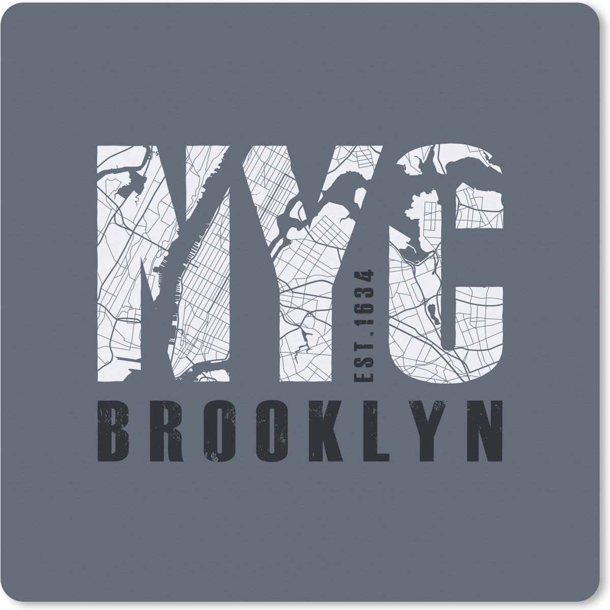 Muismat XXL 50x50 cm - Bureau onderlegger - Bureau mat New York - Blauw - NYC - Bureaumat - Gaming mousepad xl - Bureaulegger groot - Computer deskmat