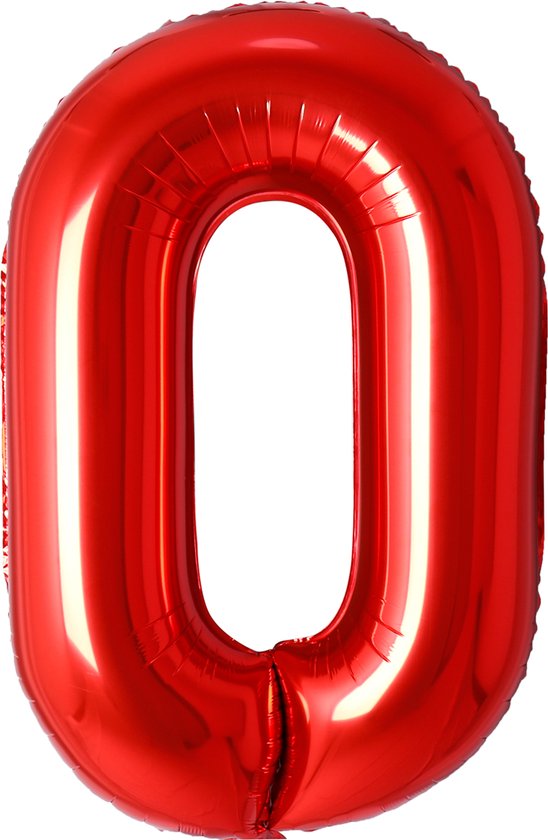 Folie Ballon Cijfer 0 Jaar Rood Verjaardag Versiering Helium Cijfer ballonnen Feest versiering Met Rietje - 70Cm