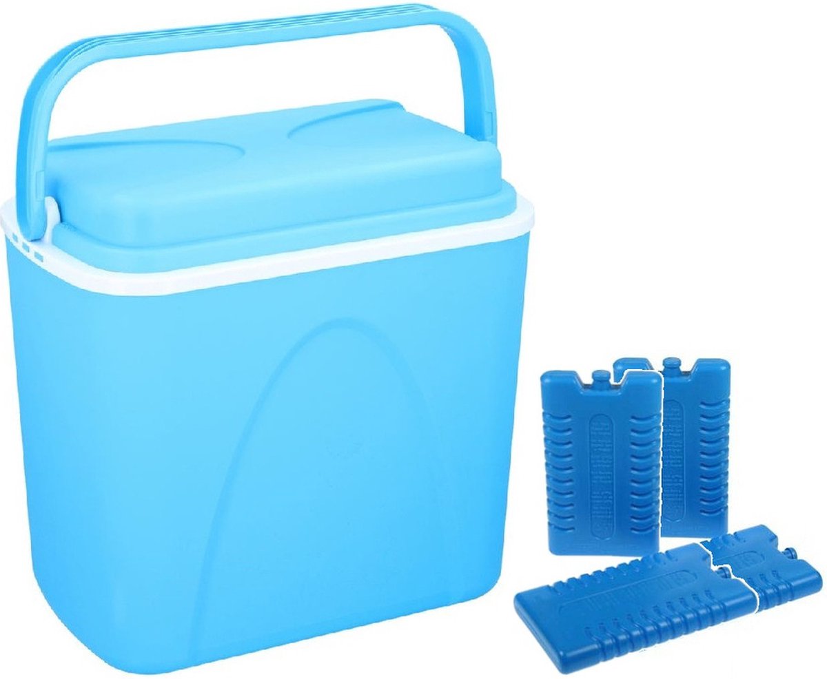Koelbox blauw 24 liter 39 x 25 x 38 cm incl. 4 koelelementen