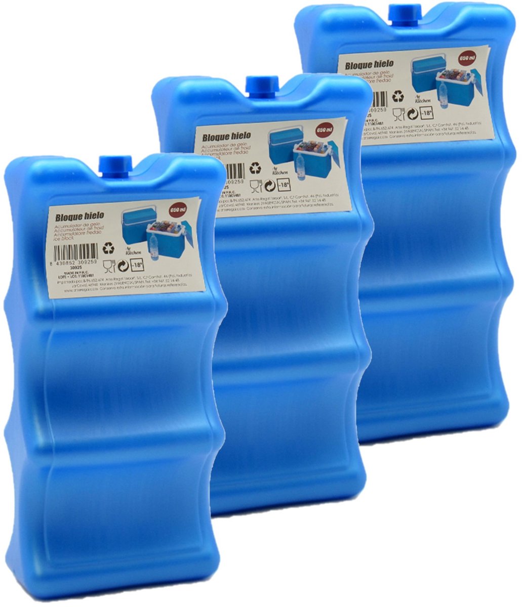 Koelelementen voor blikjes - Set van 6x stuks - 10 x 5,5 x 21 cm - blauw - Koelblokken - voor koeltas/koelbox