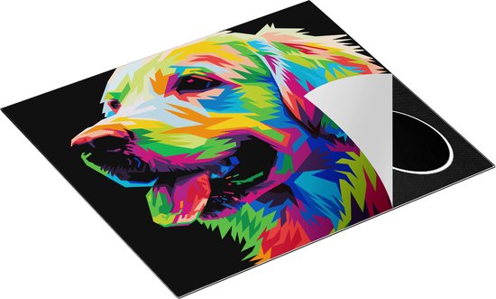 Chefcare Inductie Beschermer Kleurrijke Hond - Abstract - 59x52 cm - Afdekplaat Inductie - Kookplaat Beschermer - Inductie Mat