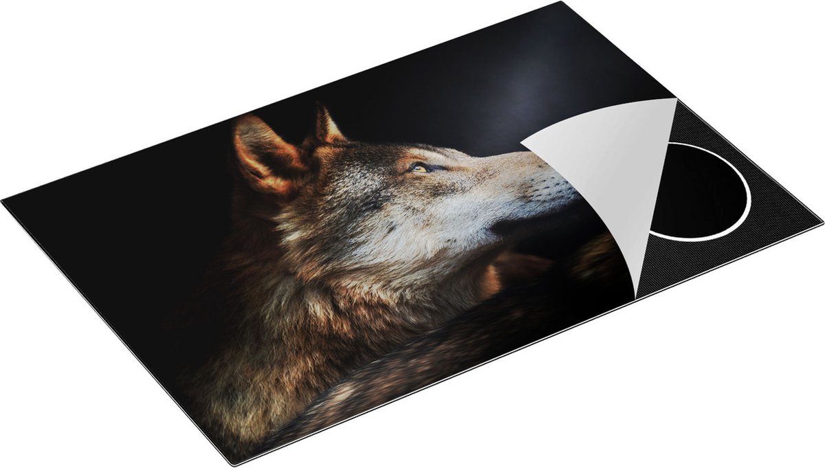 Chefcare Inductie Beschermer Wolvenkop met een Zonnestraal - Wolf - 81,2x52 cm - Afdekplaat Inductie - Kookplaat Beschermer - Inductie Mat
